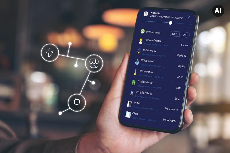 Telefon, na którego ekranie wyświetla się Enea Smart